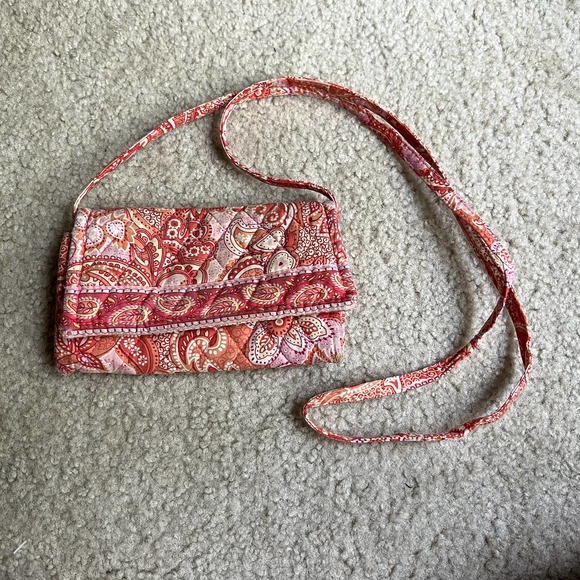 Unknown Handbags - Paisley Quilted All in One Crossbag Red Orange
